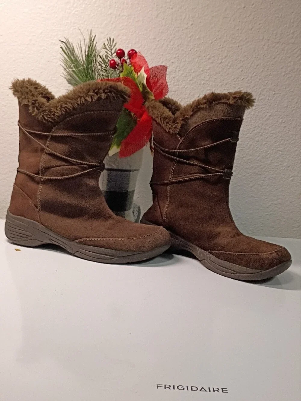 croft & barrow Brown Faux-Fur Suede Pull-On Winter Boots